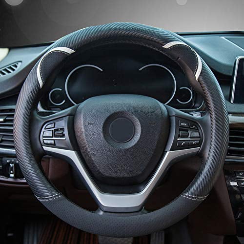 15 inchesBlack leather Car Steering Wheel Cover PU Universal 38cm